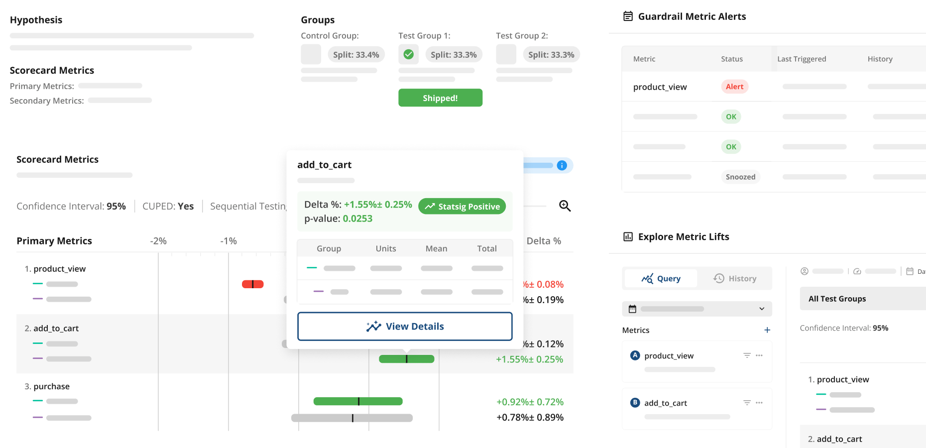 Statsig mobile app A/B tests